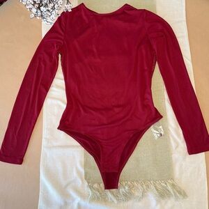 Women's Red Long Sleeve Bodysuit